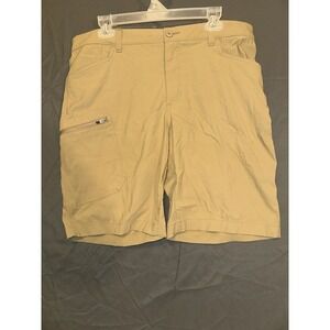 Eddie Bauer Rainier Shorts Mens 38 Tan Brown Cargo Hiking Zipper Cargo Pocket